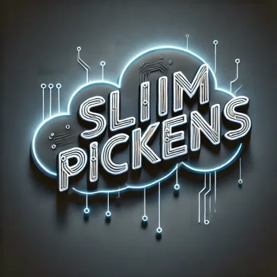 Sliim Pickens written inside a glowing circuit cloud